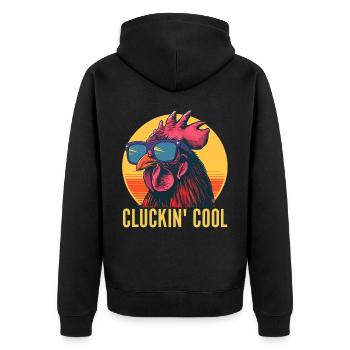 Gackerndes Cooles Huhn Mit Sonnenbrille Ei Sammeln - Unisex Premium Bio Zip Hoodie - Schwarz - Hinten - Nico (187cm)