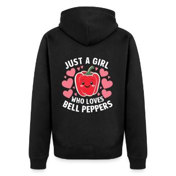 Paprika Geschenk - Unisex Premium Bio Zip Hoodie - Schwarz - Hinten - Nico (187cm)
