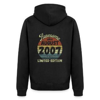 Awesome since August 2007 - Geburtstag - Unisex Premium Bio Zip Hoodie - Schwarz - Hinten - Nico (187cm)