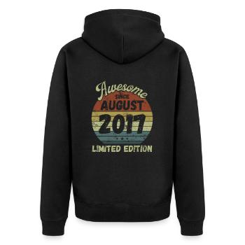 Awesome since August 2017 - Geburtstag - Unisex Premium Bio Zip Hoodie - Schwarz - Hinten - Nico (187cm)