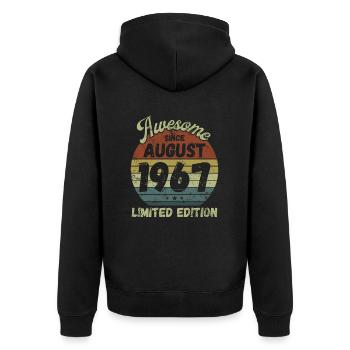 Awesome since August 1967 - Geburtstag - Unisex Premium Bio Zip Hoodie - Schwarz - Hinten - Nico (187cm)