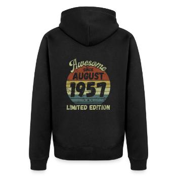 Awesome since August 1957 - Geburtstag - Unisex Premium Bio Zip Hoodie - Schwarz - Hinten - Nico (187cm)