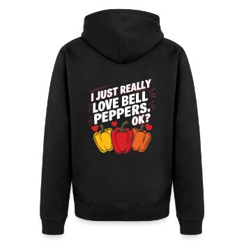 Paprika Geschenk - Unisex Premium Bio Zip Hoodie - Schwarz - Hinten - Nico (187cm)