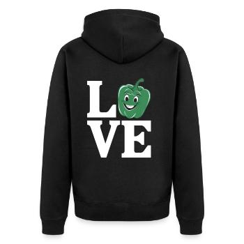 Paprika Geschenk - Unisex Premium Bio Zip Hoodie - Schwarz - Hinten - Nico (187cm)