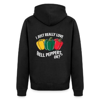 Paprika Geschenk - Unisex Premium Bio Zip Hoodie - Schwarz - Hinten - Nico (187cm)