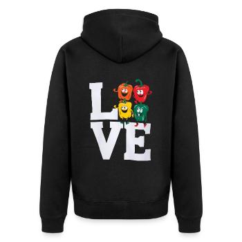Paprika Geschenk - Unisex Premium Bio Zip Hoodie - Schwarz - Hinten - Nico (187cm)