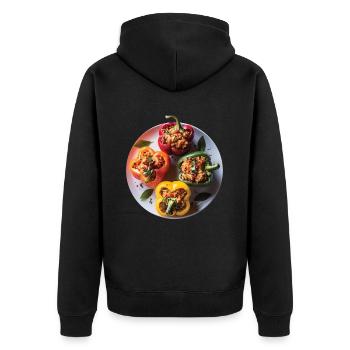 Paprika Geschenk - Unisex Premium Bio Zip Hoodie - Schwarz - Hinten - Nico (187cm)