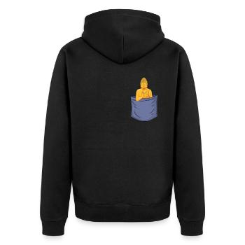 Statue de symbole bouddhiste de poche de poitrine bouddhiste - Veste à capuche bio Premium Unisexe - noir - Dos - Nico (187cm)