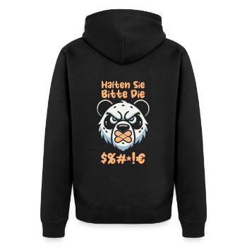 Großer Panda Pandabär - Unisex Premium Bio Zip Hoodie - Schwarz - Hinten - Nico (187cm)