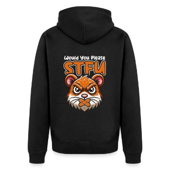 Hamster : Hamster doré, soyez silencieux - Veste à capuche bio Premium Unisexe - noir - Dos - Nico (187cm)