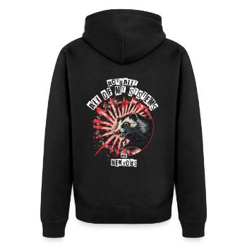 Actually All Of My Systems Are Nervous Opossum - Unisex Premium Bio Zip Hoodie - Schwarz - Hinten - Nico (187cm)