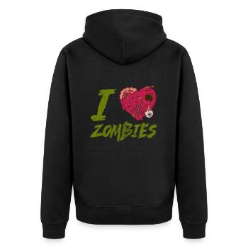 Zombie - Unisex Premium Bio Zip Hoodie - Schwarz - Hinten - Nico (187cm)