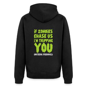 Zombie Zombie-Jäger Zombieapokalypse Geschenk - Unisex Premium Bio Zip Hoodie - Schwarz - Hinten - Nico (187cm)