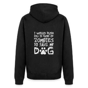 Zombie - Unisex Premium Bio Zip Hoodie - Schwarz - Hinten - Nico (187cm)