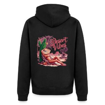 Sunset Desert Vibes Holiday Adventure - Unisex Premium Organic Zip Hoodie - black - Back - Nico (187cm)