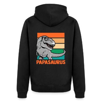 Papa Père Dino Dinosaure Papasaurus - Veste à capuche bio Premium Unisexe - noir - Dos - Nico (187cm)