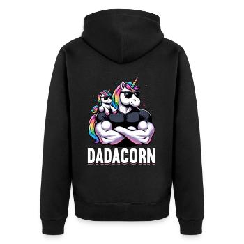 Dadacorn Unicorn Dad Dad Father's Day Daughter - Unisex Premium Organic Zip Hoodie - black - Back - Nico (187cm)