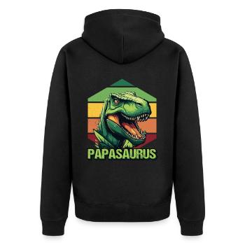 Papa Père Dino Dinosaure Papasaurus - Veste à capuche bio Premium Unisexe - noir - Dos - Nico (187cm)