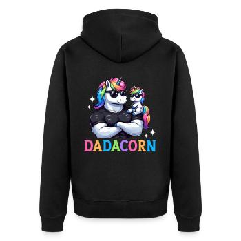 Dadacorn Unicorn Dad Dad Father's Day Daughter - Unisex Premium Organic Zip Hoodie - black - Back - Nico (187cm)