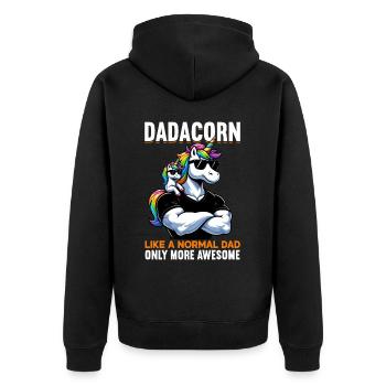 Dadacorn Unicorn Dad Dad Father's Day Daughter - Unisex Premium Organic Zip Hoodie - black - Back - Nico (187cm)