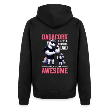 Dadacorn Unicorn Dad Dad Father's Day Daughter - Unisex Premium Organic Zip Hoodie - black - Back - Nico (187cm)
