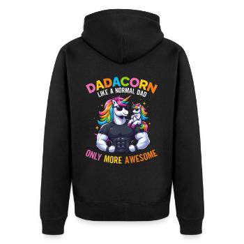 Dadacorn Unicorn Dad Dad Father's Day Daughter - Unisex Premium Organic Zip Hoodie - black - Back - Nico (187cm)