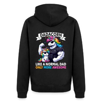 Dadacorn Unicorn Dad Dad Father's Day Daughter - Unisex Premium Organic Zip Hoodie - black - Back - Nico (187cm)