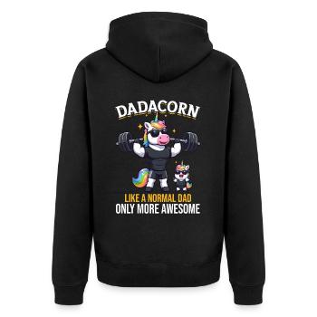 Dadacorn Unicorn Dad Dad Father's Day Daughter - Unisex Premium Organic Zip Hoodie - black - Back - Nico (187cm)