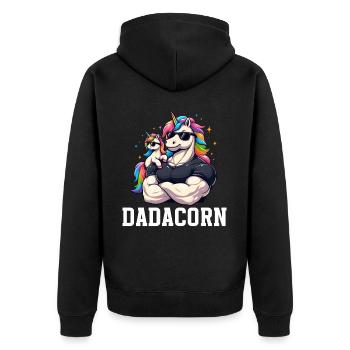 Dadacorn Unicorn Dad Dad Father's Day Daughter - Unisex Premium Organic Zip Hoodie - black - Back - Nico (187cm)