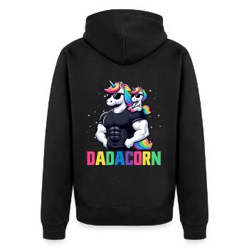 Dadacorn Unicorn Dad Dad Father's Day Daughter - Unisex Premium Organic Zip Hoodie - black - Back - Nico (187cm)