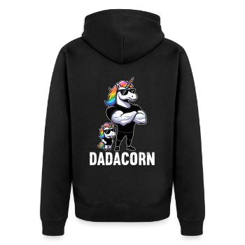 Dadacorn Unicorn Dad Dad Father's Day Daughter - Unisex Premium Organic Zip Hoodie - black - Back - Nico (187cm)