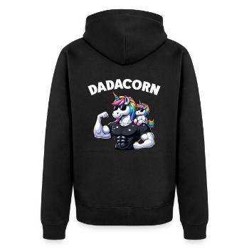 Dadacorn Unicorn Dad Dad Father's Day Daughter - Unisex Premium Organic Zip Hoodie - black - Back - Nico (187cm)