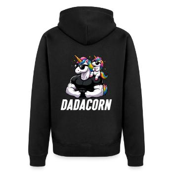 Dadacorn Unicorn Dad Dad Father's Day Daughter - Unisex Premium Organic Zip Hoodie - black - Back - Nico (187cm)