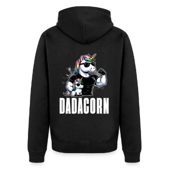 Dadacorn Unicorn Dad Dad Father's Day Daughter - Unisex Premium Organic Zip Hoodie - black - Back - Nico (187cm)