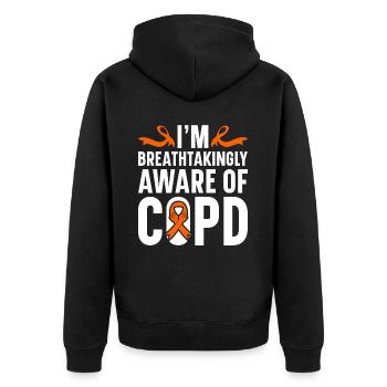 COPD Awareness Lung Disease COPD Krieger - Unisex Premium Organic Zip Hoodie - black - Back - Nico (187cm)