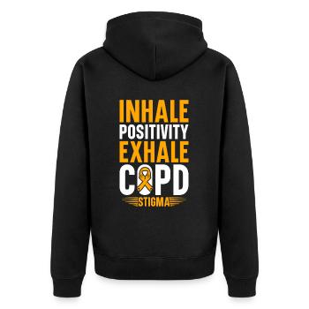 COPD Awareness Lung Disease COPD Krieger - Unisex Premium Organic Zip Hoodie - black - Back - Nico (187cm)