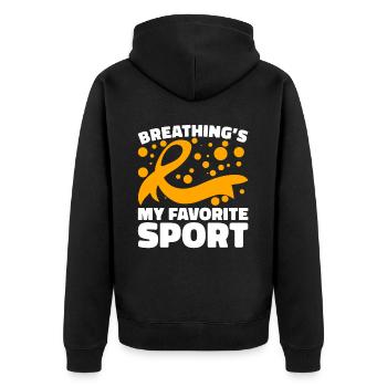 COPD Awareness Lung Disease COPD Krieger - Unisex Premium Organic Zip Hoodie - black - Back - Nico (187cm)