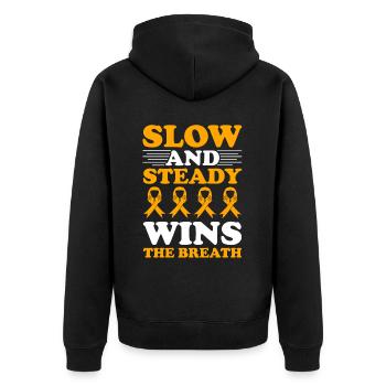 COPD Awareness Lung Disease COPD Krieger - Unisex Premium Organic Zip Hoodie - black - Back - Nico (187cm)