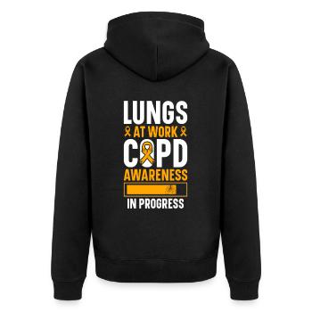 COPD Awareness Lung Disease COPD Krieger - Unisex Premium Organic Zip Hoodie - black - Back - Nico (187cm)