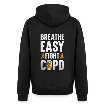 COPD Awareness Lung Disease COPD Krieger - Unisex Premium Organic Zip Hoodie - black - Back - Nico (187cm)