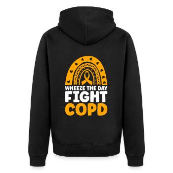 COPD Awareness Lung Disease COPD Krieger - Unisex Premium Organic Zip Hoodie - black - Back - Nico (187cm)