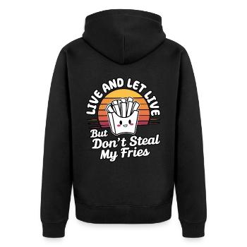 Mignon Drôle Vintage Rétro Coucher de soleil Kawaii Frites - Veste à capuche bio Premium Unisexe - noir - Dos - Nico (187cm)