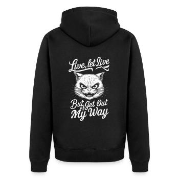 Verspielt, wütend, leben, leben, Katze, Typografie, Design - Unisex Premium Bio Zip Hoodie - Schwarz - Hinten - Nico (187cm)