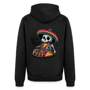 Lustiges Skelett Fest Tod von Tacos Sombrero - Unisex Premium Bio Zip Hoodie - Schwarz - Hinten - Nico (187cm)
