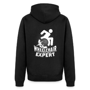 Rollstuhlfahrer Wheelchair Stunt Expert - Unisex Premium Bio Zip Hoodie - Schwarz - Hinten - Nico (187cm)