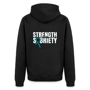 Detoxification Withdrawal Addictive Strength In Sobriety - Unisex Premium Organic Zip Hoodie - black - Back - Nico (187cm)