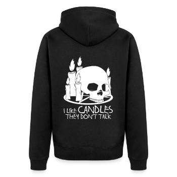 Candles Skull Candle Candlemaking - Unisex Premium Organic Zip Hoodie - black - Back - Nico (187cm)