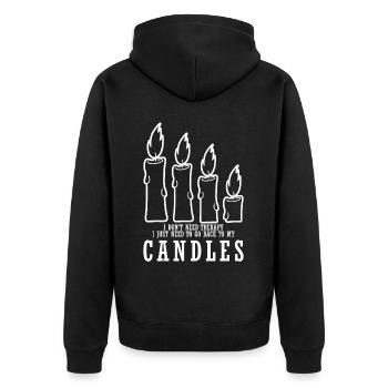 Candle Candlemaking Candles - Unisex Premium Organic Zip Hoodie - black - Back - Nico (187cm)