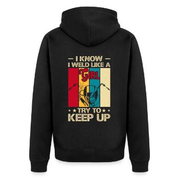 Schweißer Sagt Lustiges Schweißen Boilermaker Schweißer - Unisex Premium Bio Zip Hoodie - Schwarz - Hinten - Nico (187cm)