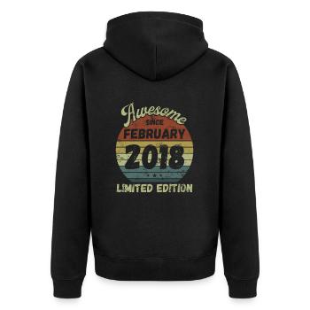 Awesome since February 2018 - Geburtstag - Unisex Premium Bio Zip Hoodie - Schwarz - Hinten - Nico (187cm)